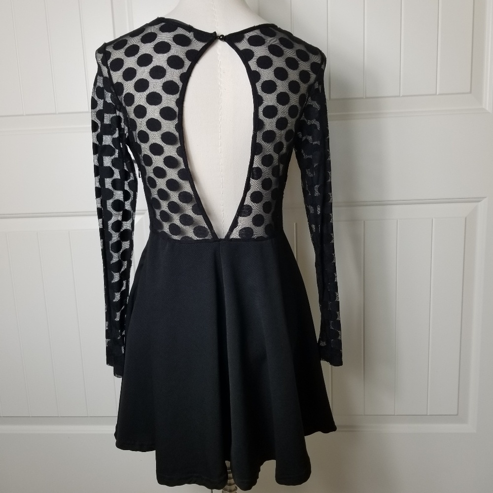 Haoduoyi Fit &  Flair LBD Sheer Polka Dot Dress S